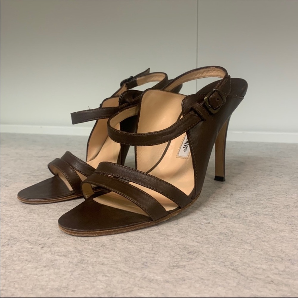 Manolo Blahnik Brown Leather Strappy Sandal Pump